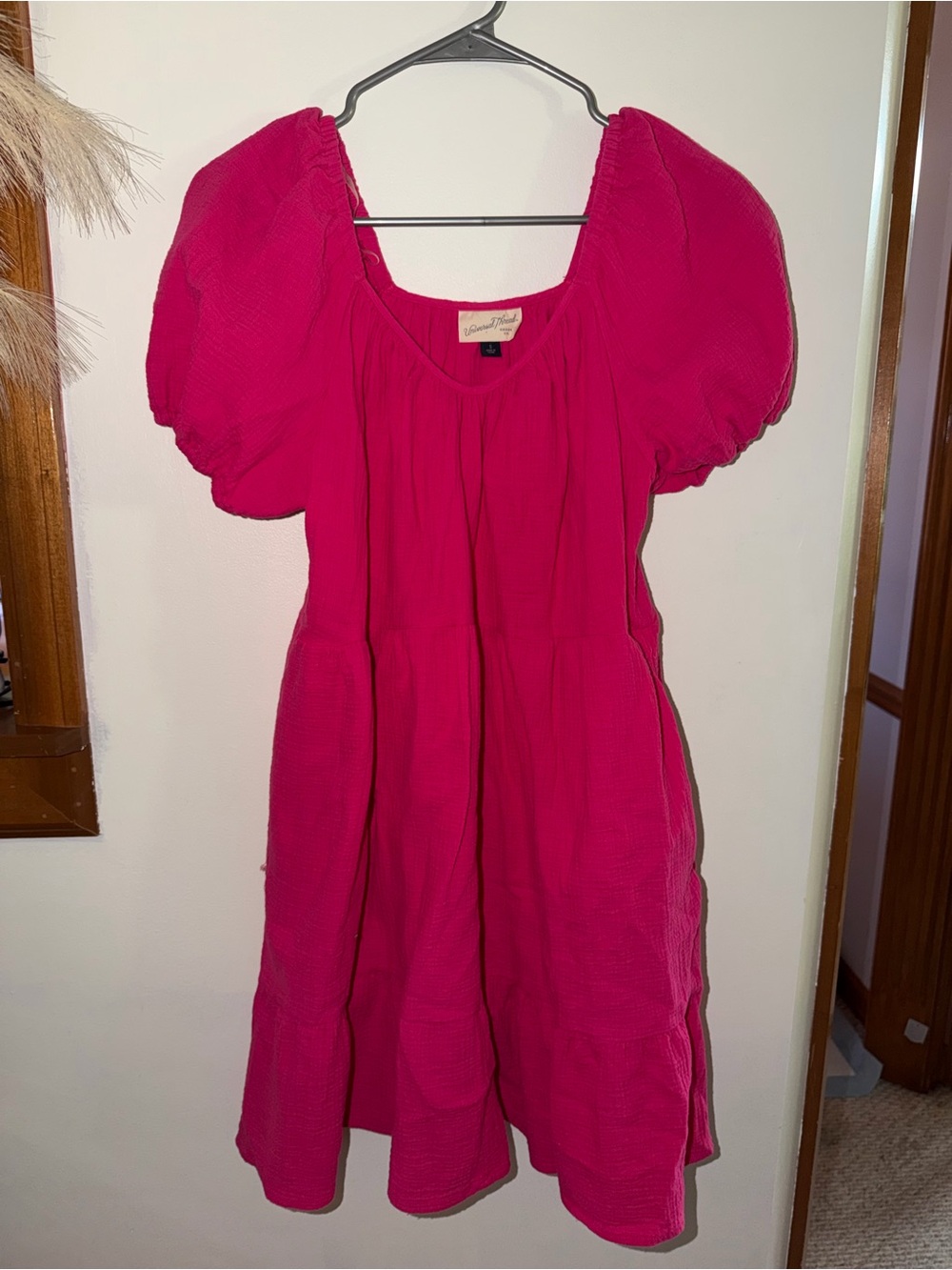 Universal Thread (target) Hot Pink Puff-Sleeve Casual Dress